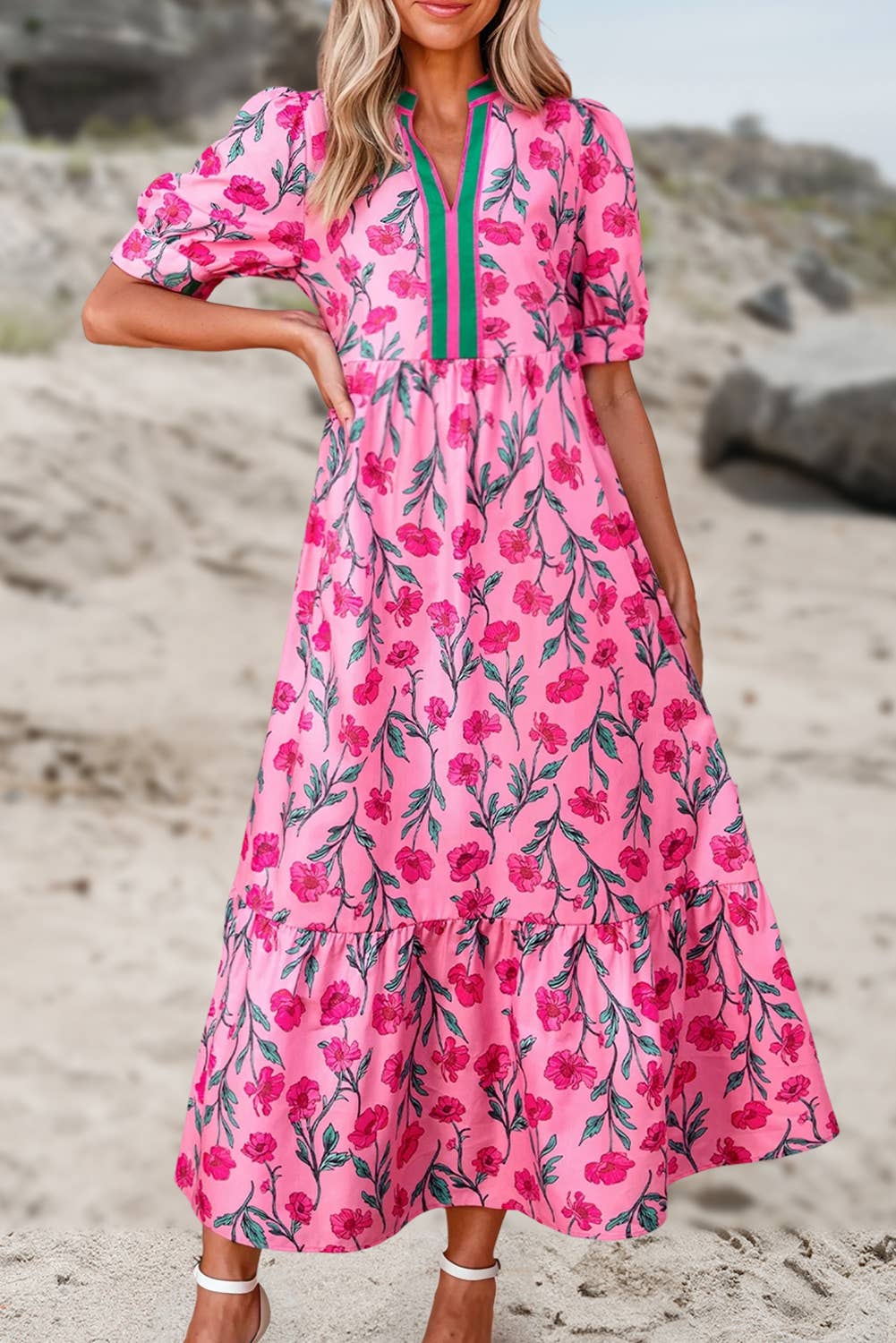 Floral V Neck Shift Dress – Detalle Boutique