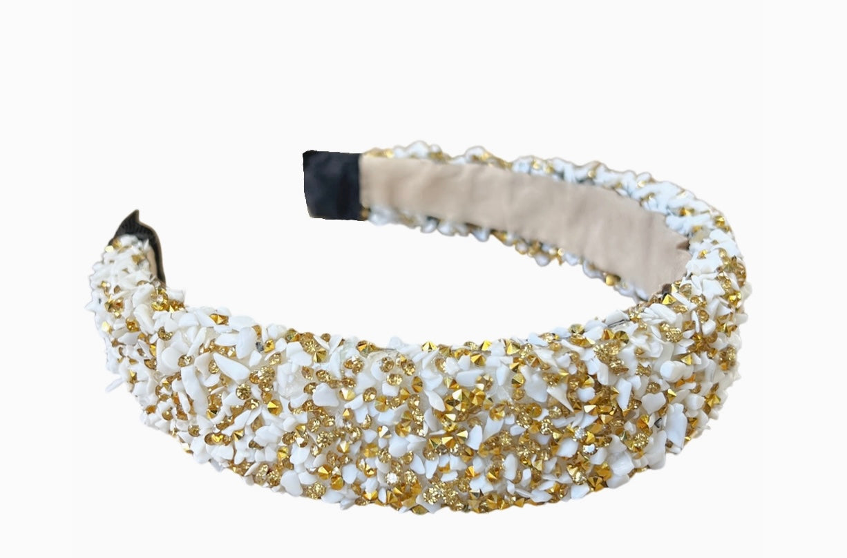 Cream & Gold Glitter Headband – Detalle Boutique