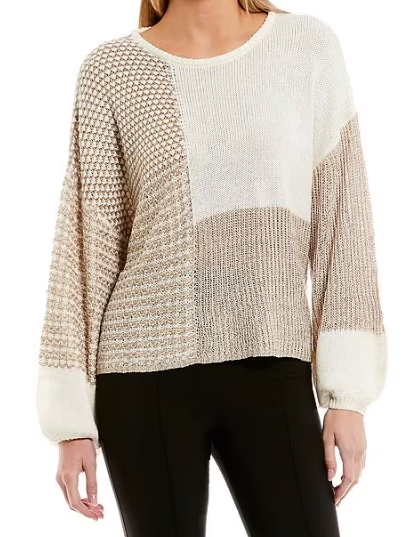 Drop shoulder colorblock sweater – Detalle Boutique